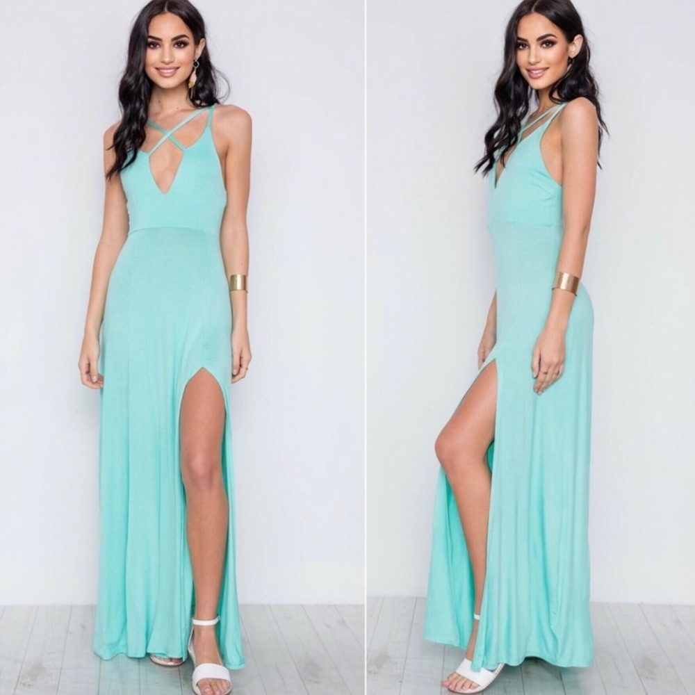 Lulus Trendy Turquoise Summer Maxi Dress Size Small